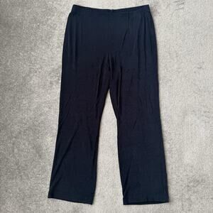 Chicos Pants Womens Large Petite Navy Blue Relaxed Pull On Wide Leg Stretch